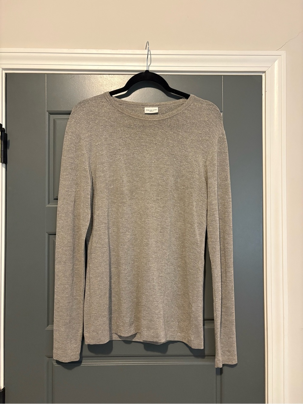 Dries Van Noten Gray Lightweight Long Sleeve Knit Top Size Medium